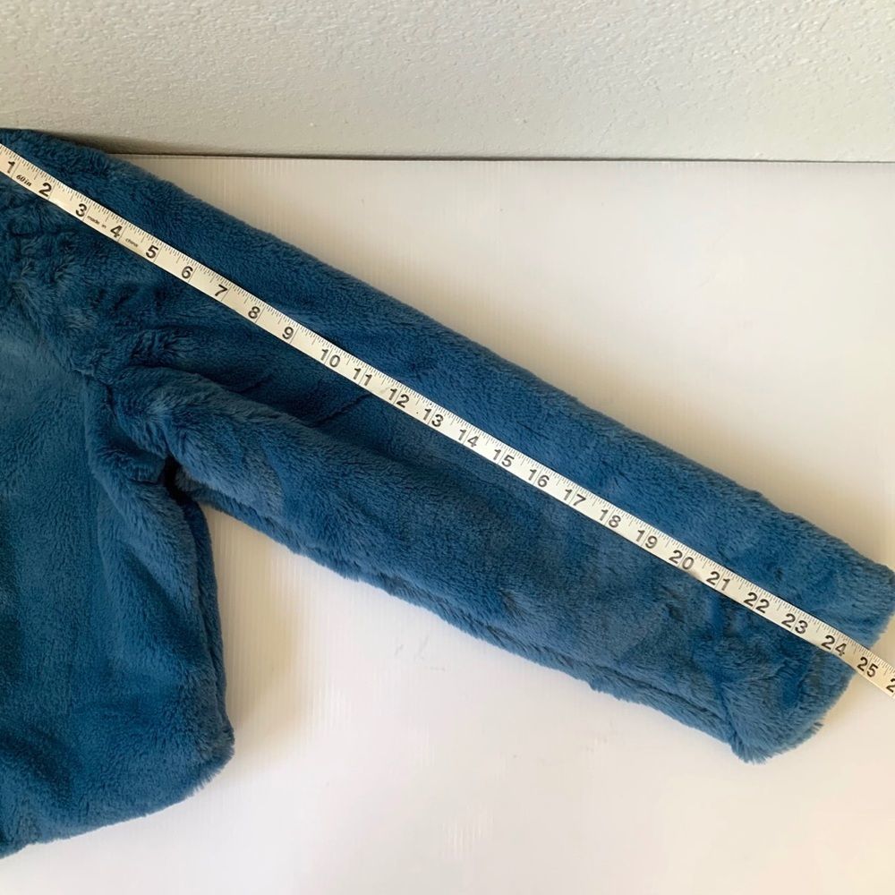 NEW Fuzzy Cropped Fleece Blazer Blue - Picture 10 of 10